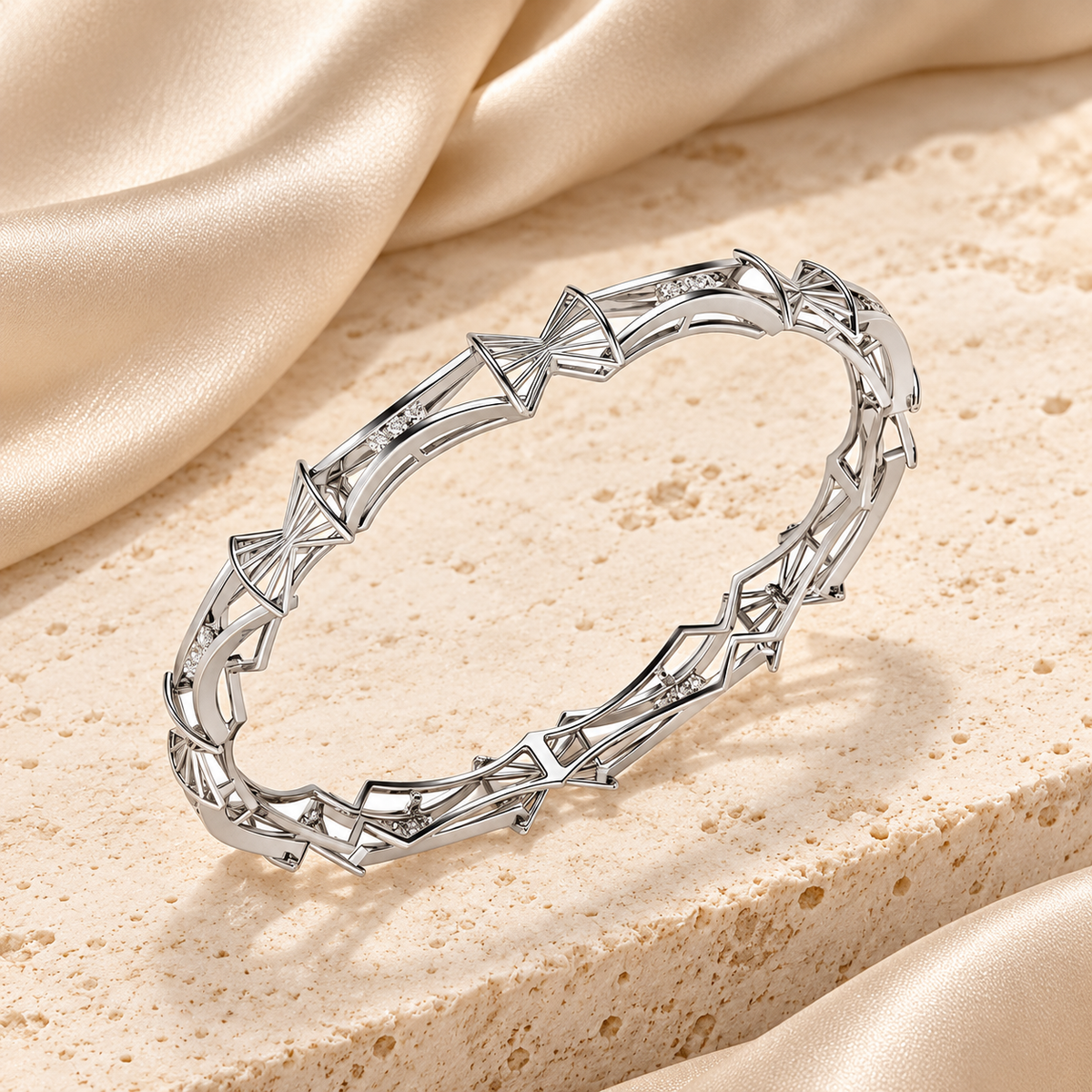 Ray Lock Silver Bangles White Gold aesthetic image