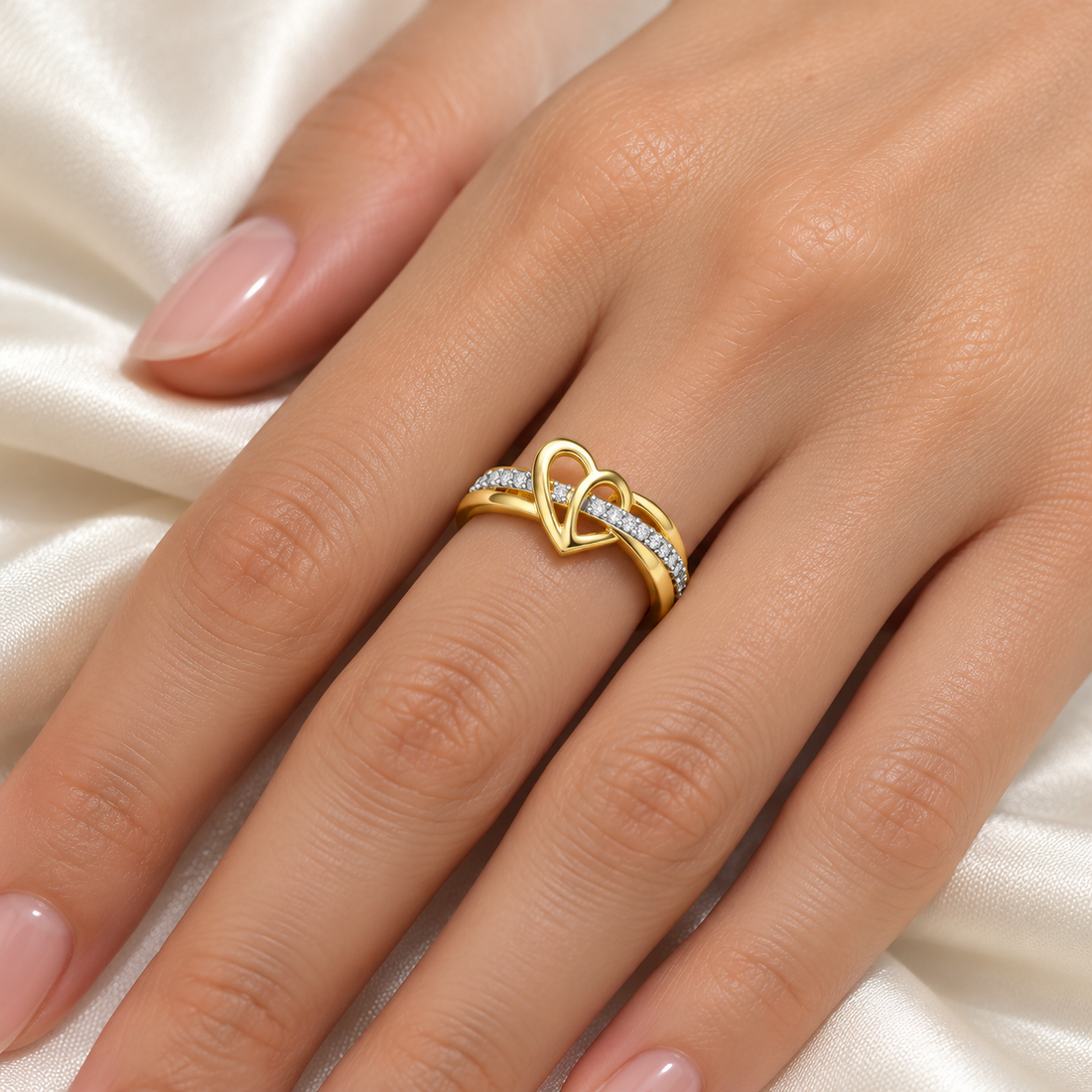 Sling Heart Silver Ring