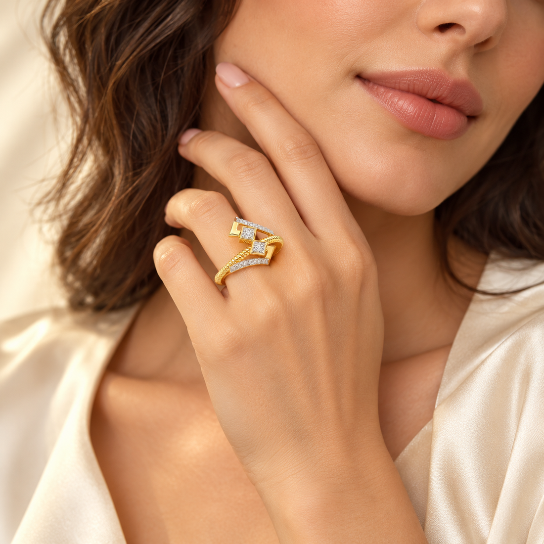 Tribal Square Silver Ring