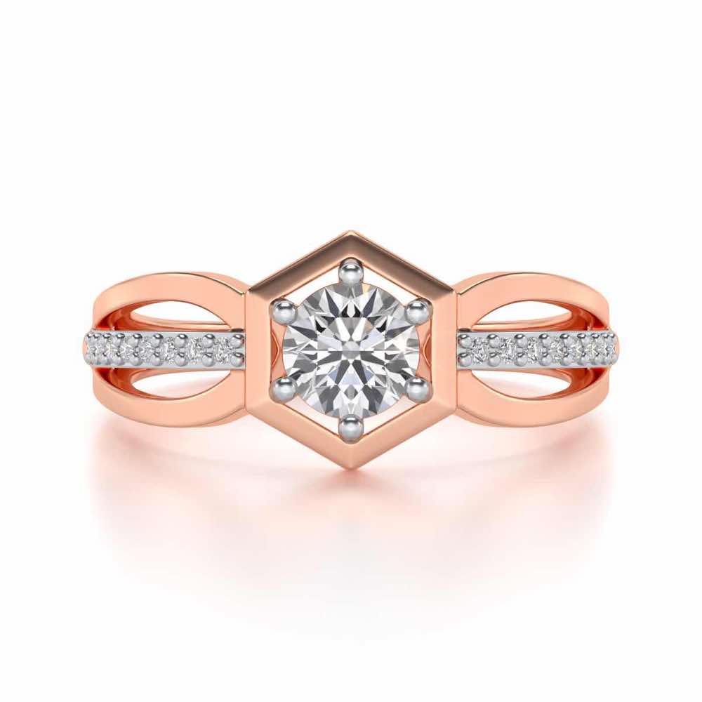 valentia Solitaire Silver Ring - Rose Gold - Image 5
