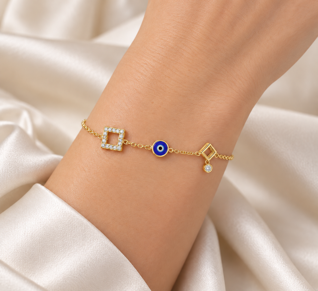 Wing Evil Eye Silver Bracelet