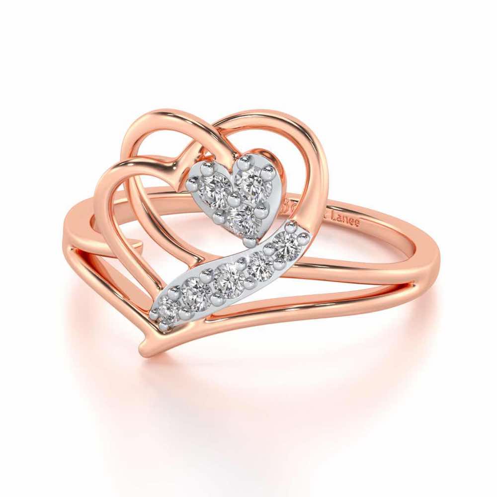 Hearts Silver Ring - Rose Gold - Image 2