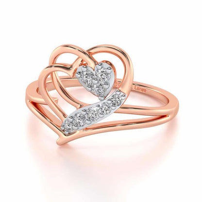 Hearts Silver Ring - Rose Gold - Image 2