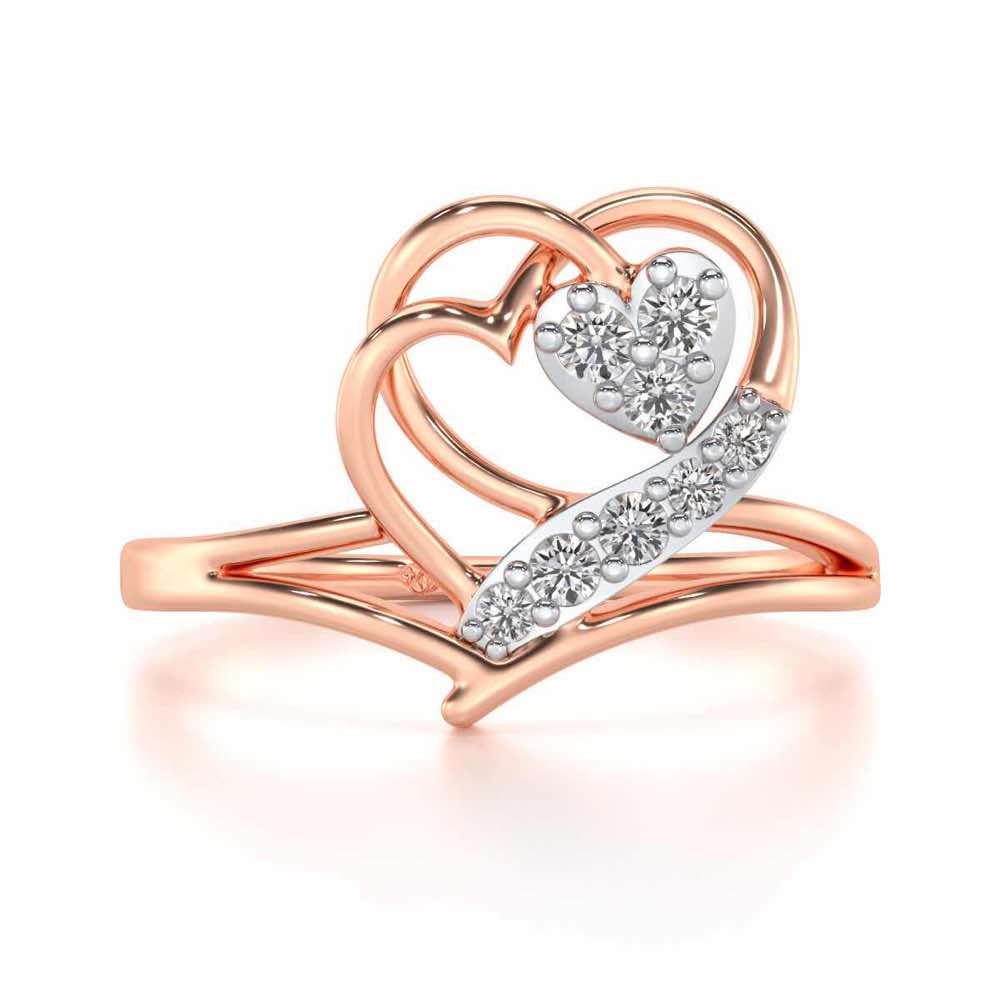 Hearts Silver Ring - Rose Gold - Image 4