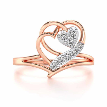 Hearts Silver Ring - Rose Gold - Image 4