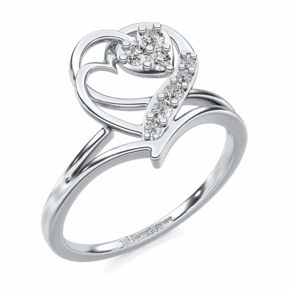 Hearts Silver Ring - White Gold - Image 1
