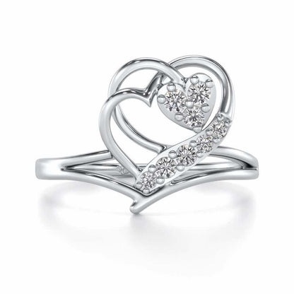 Hearts Silver Ring - White Gold - Image 4