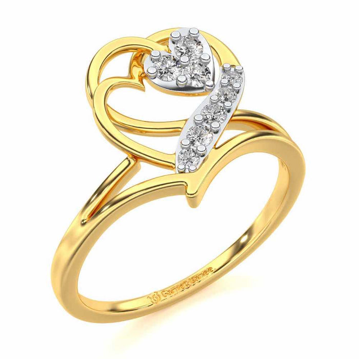 Hearts Silver Ring - Yellow Gold - Image 1