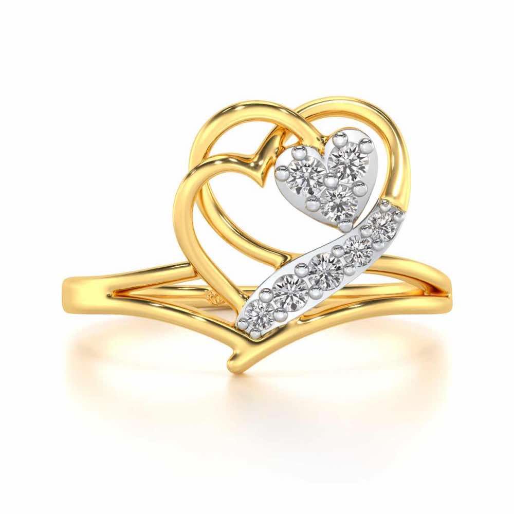 Hearts Silver Ring - Yellow Gold - Image 4