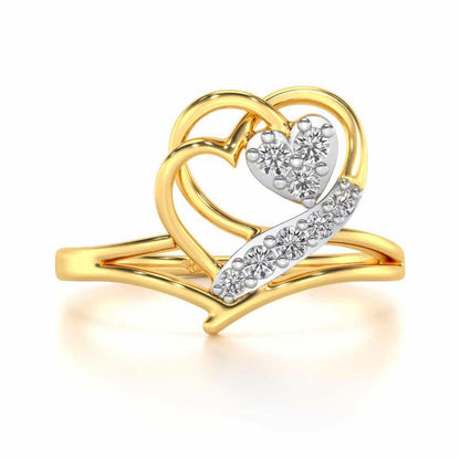 Hearts Silver Ring - Yellow Gold - Image 4