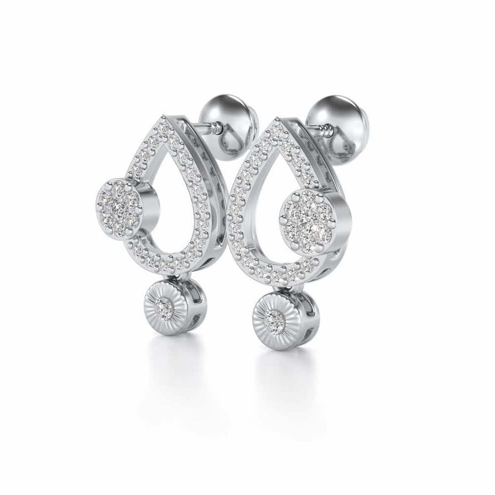 Aadrika Silver Earrings - White Gold - Image 2