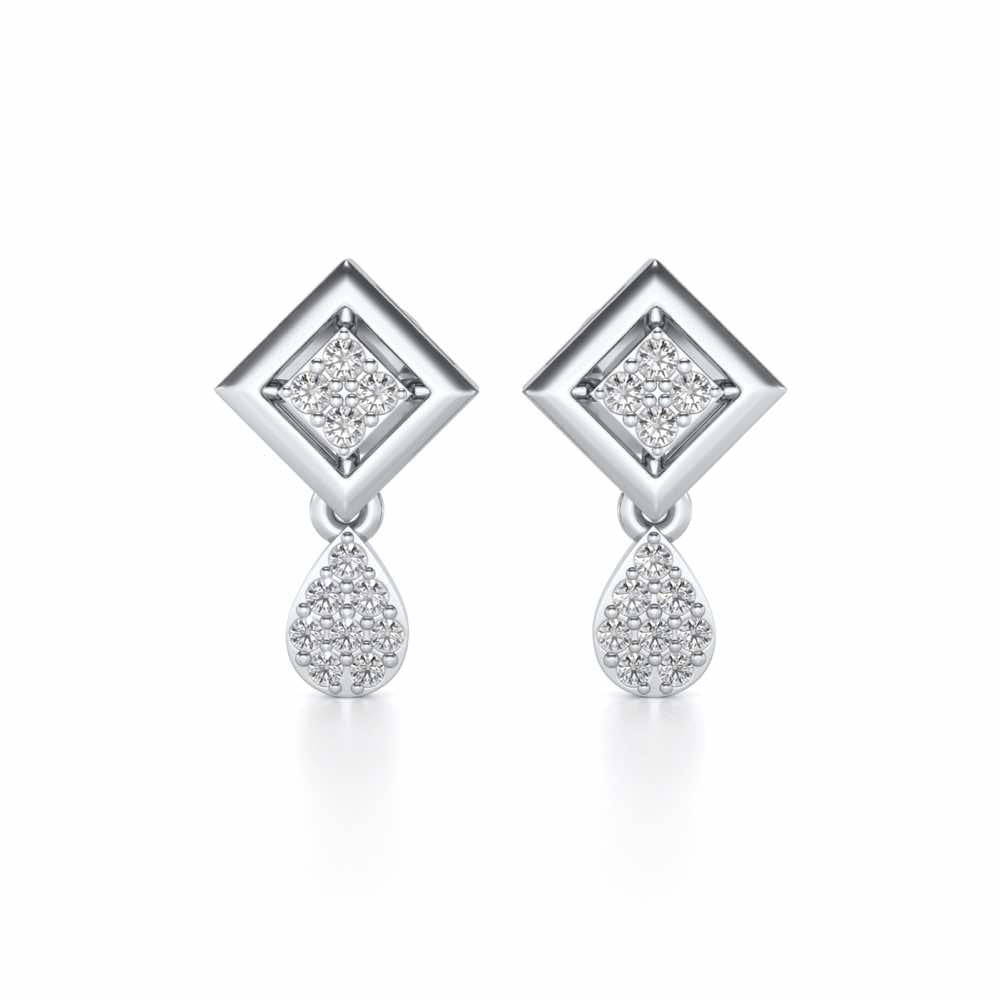 Aarin Silver Earrings - White Gold - Image 1