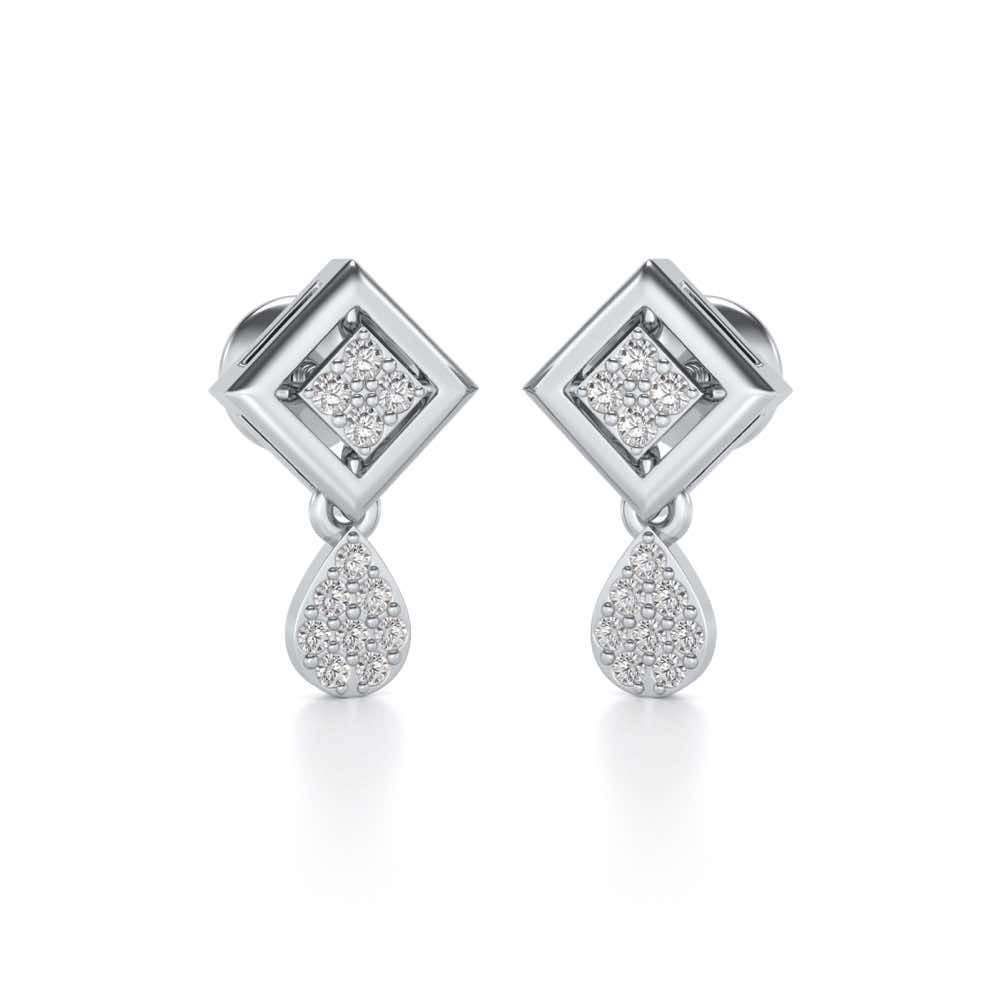 Aarin Silver Earrings - White Gold - Image 2