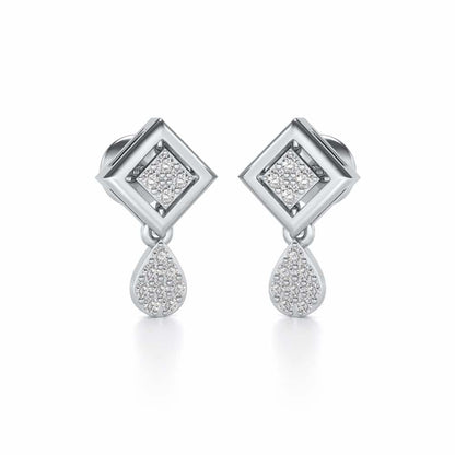 Aarin Silver Earrings - White Gold - Image 2