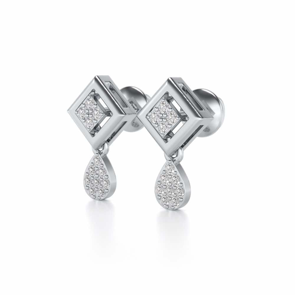 Aarin Silver Earrings - White Gold - Image 3