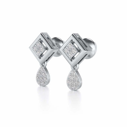 Aarin Silver Earrings - White Gold - Image 3