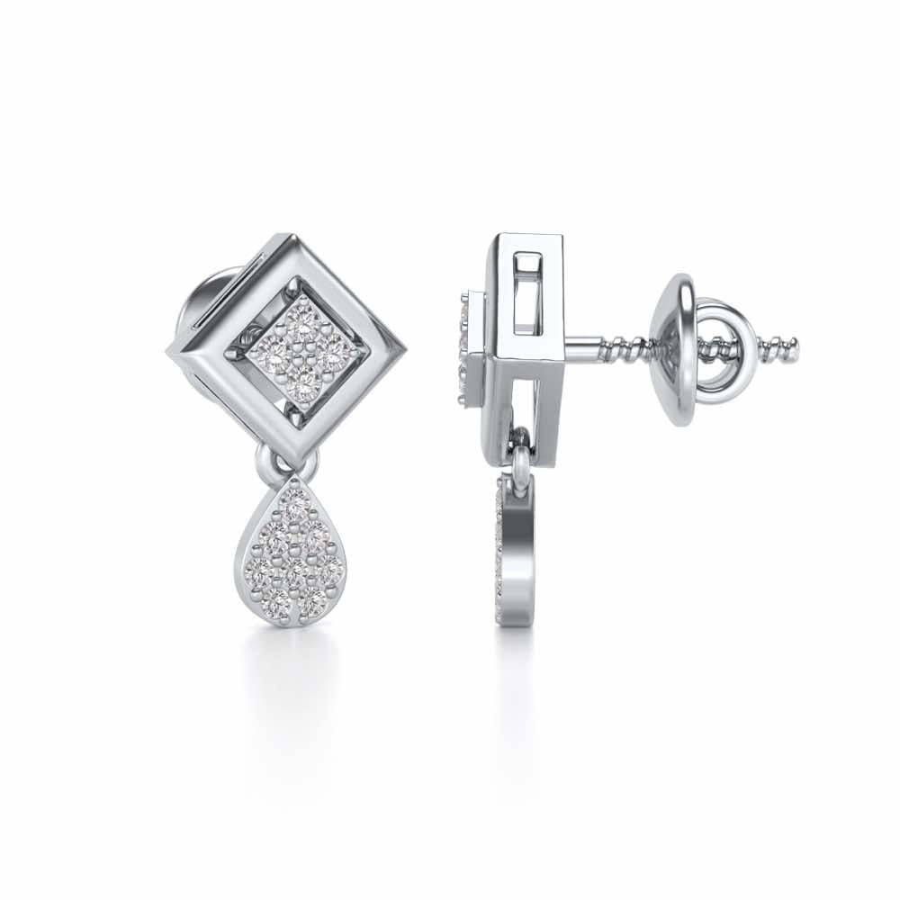 Aarin Silver Earrings - White Gold - Image 4