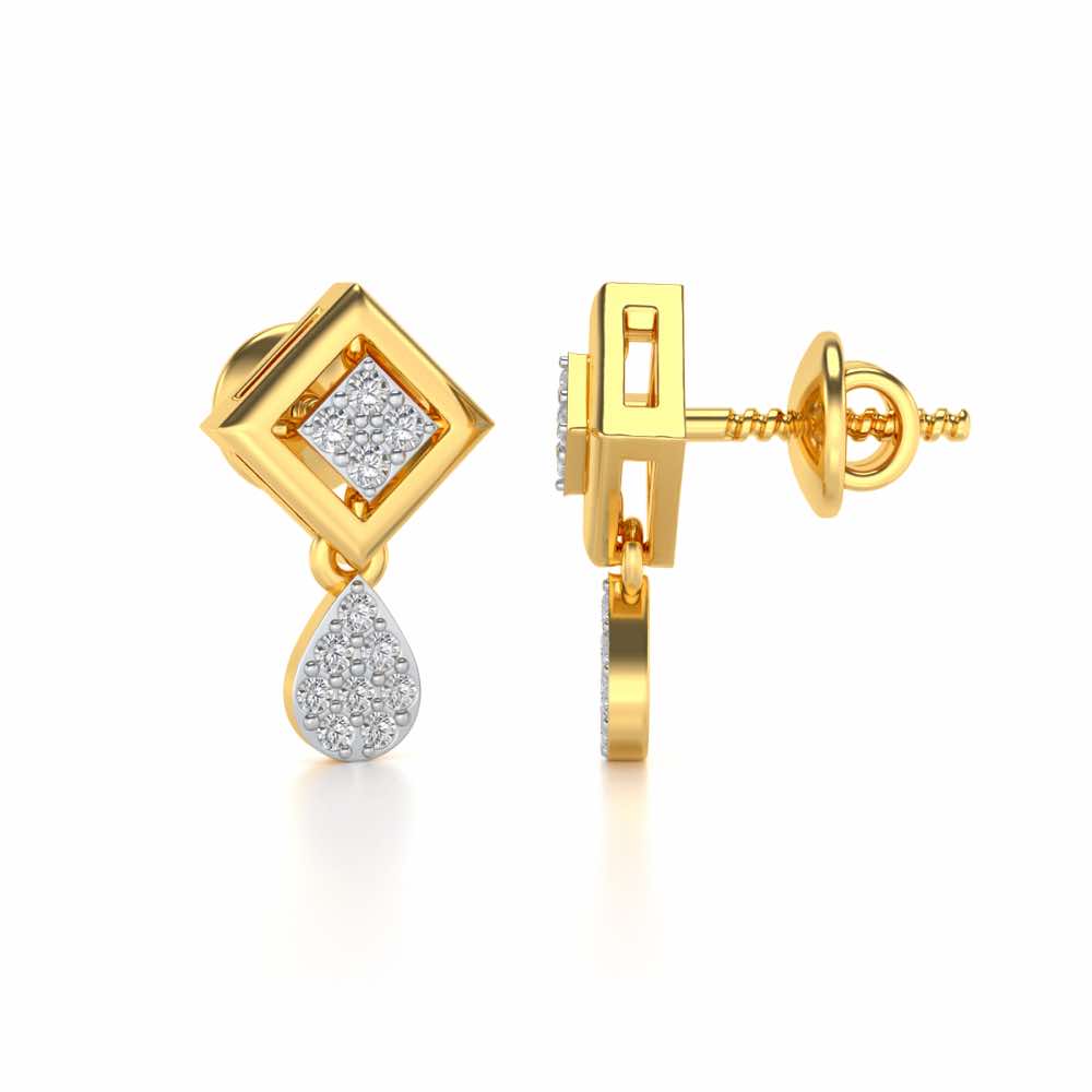 Aarin Silver Earrings - Yellow Gold - Image 4