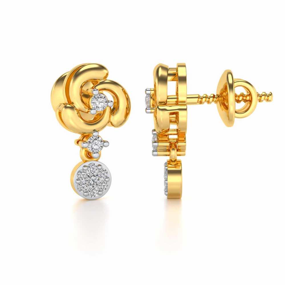Aarna Silver Earrings - Yellow Gold - Image 3