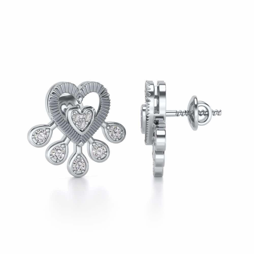 Aashi Silver Earrings - White Gold - Image 4