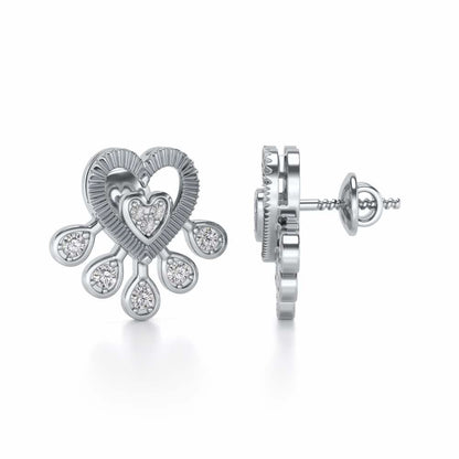 Aashi Silver Earrings - White Gold - Image 4