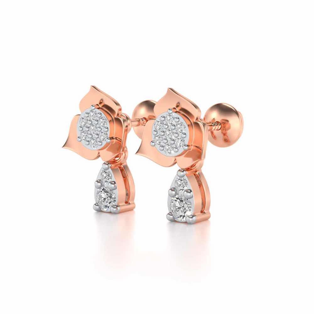 Abeedha Silver Earrings - Rose Gold - Image 2