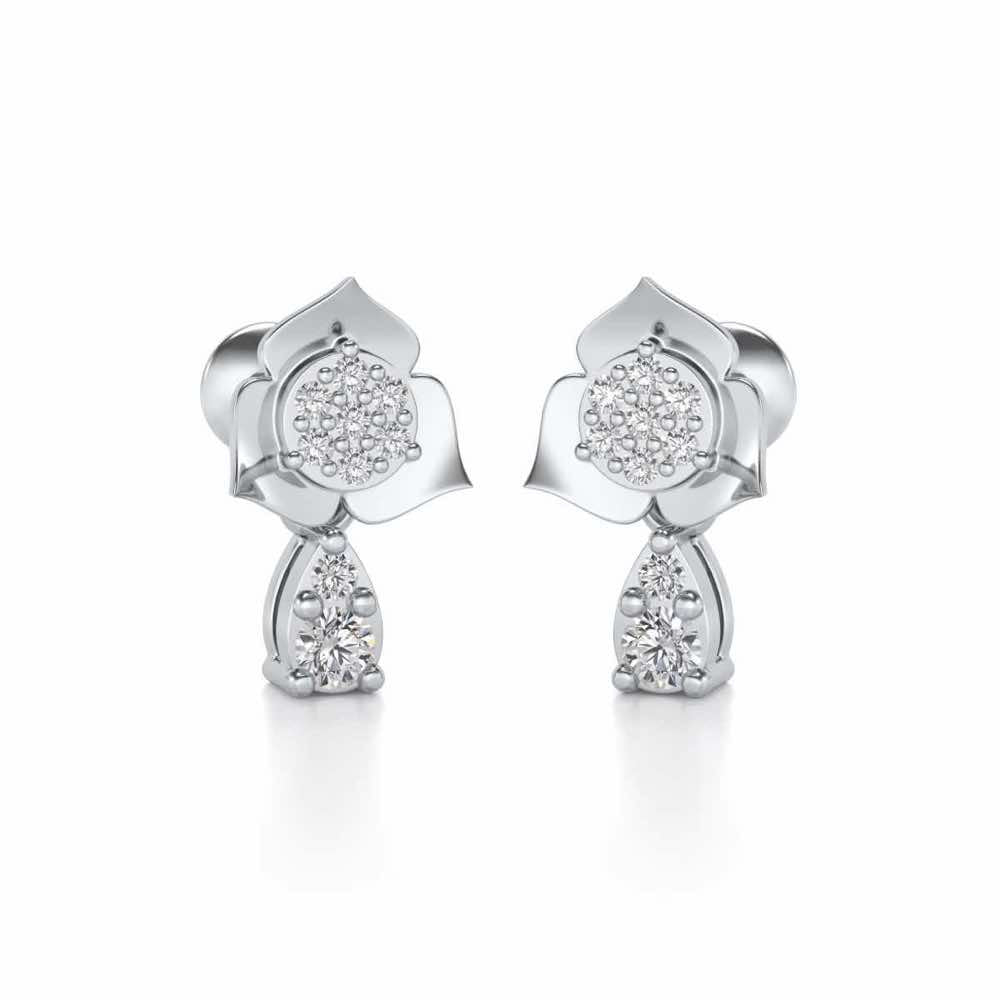 Abeedha Silver Earrings - White Gold - Image 1