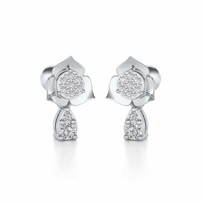 Abeedha Silver Earrings - White Gold - Image 1