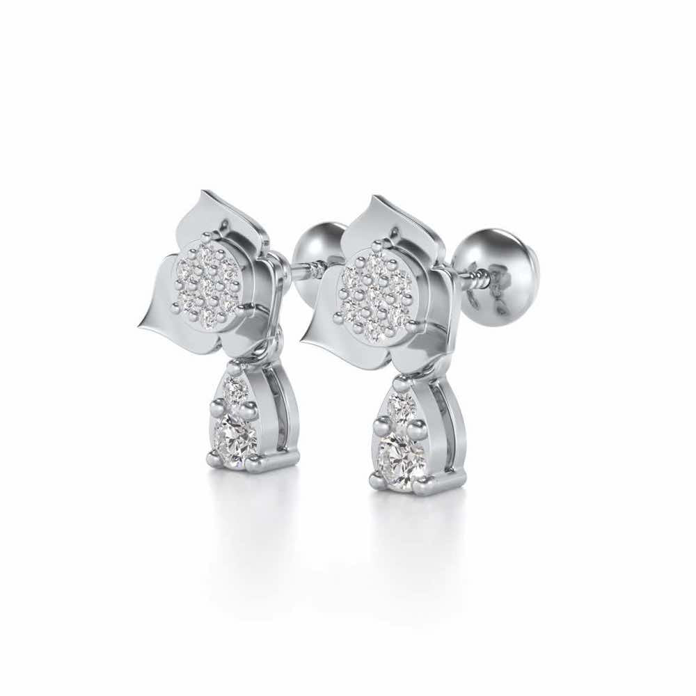 Abeedha Silver Earrings - White Gold - Image 2