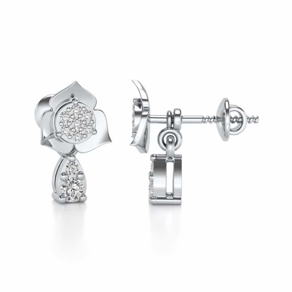 Abeedha Silver Earrings - White Gold - Image 3