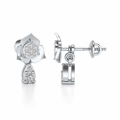 Abeedha Silver Earrings - White Gold - Image 3