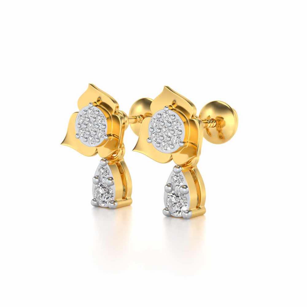 Abeedha Silver Earrings - Yellow Gold - Image 2