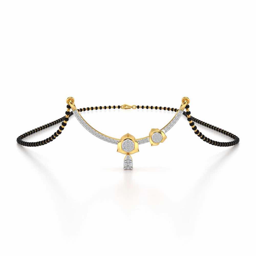 Abeedha Silver Mangalsutra - Yellow Gold - Image 1