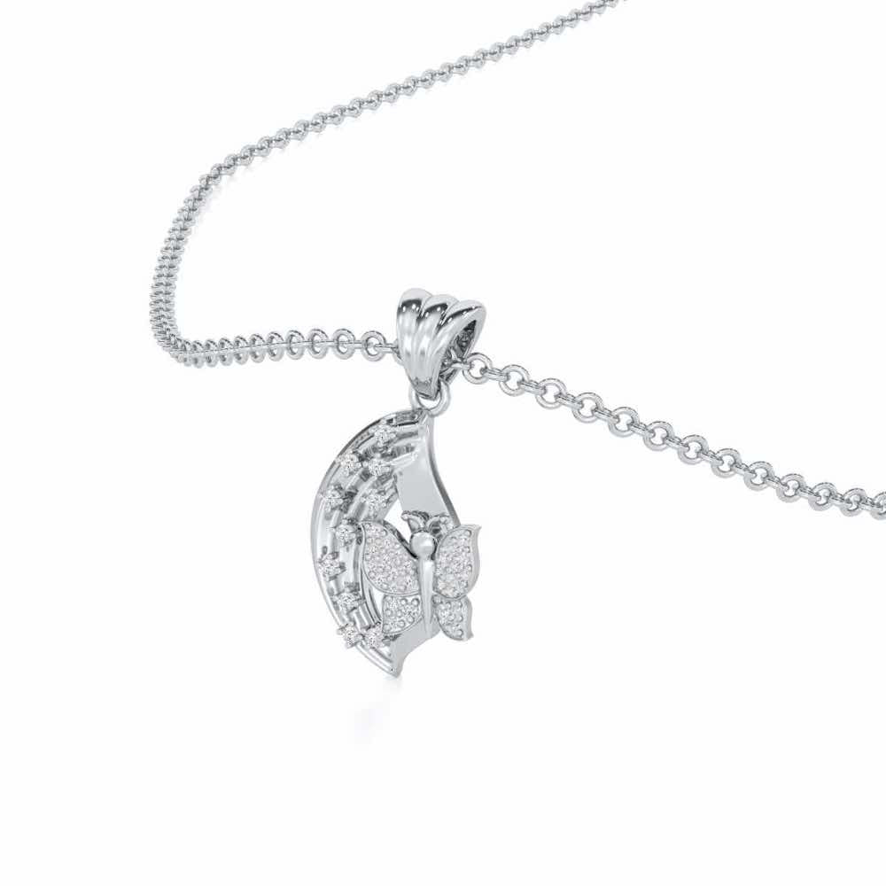 Abhilasha Silver Pendant - White Gold - Image 2