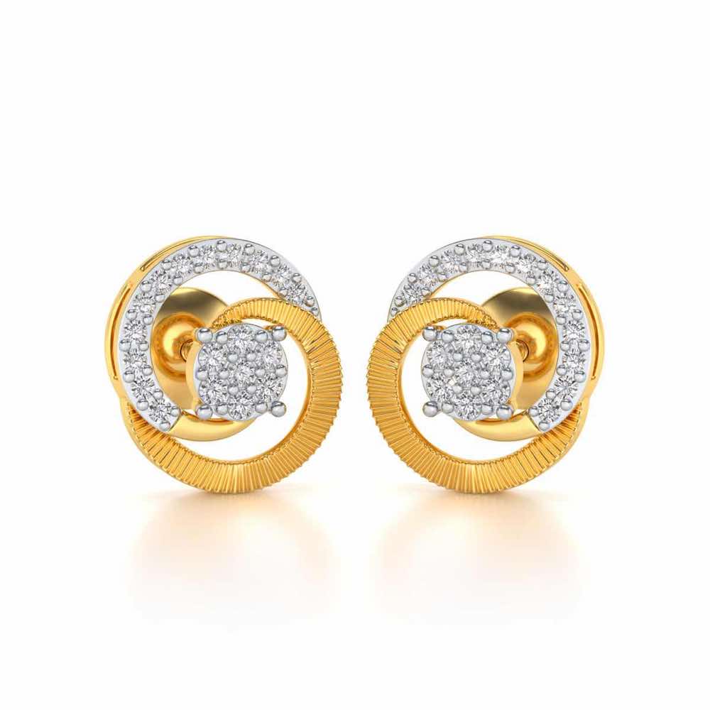 Acacia Roller Silver Earrings - Yellow Gold - Image 1