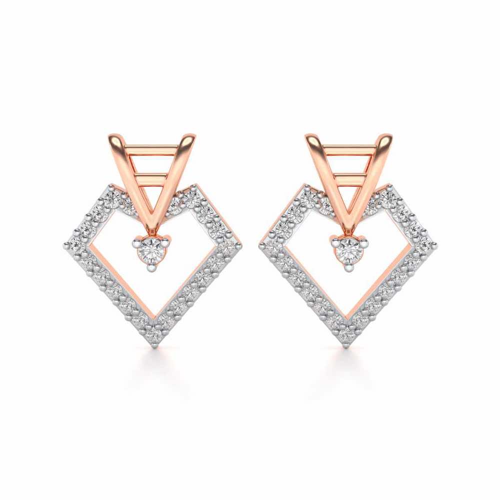 Acute Sheen Silver Earrings - Rose Gold - Image 1