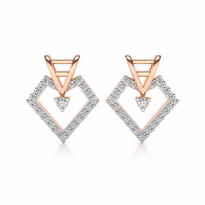 Acute Sheen Silver Earrings - Rose Gold - Image 1