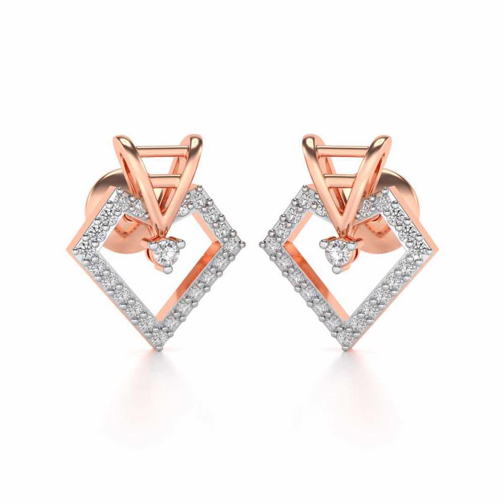 Acute Sheen Silver Earrings - Rose Gold - Image 2