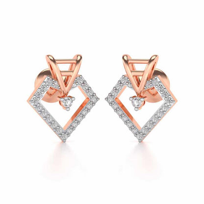 Acute Sheen Silver Earrings - Rose Gold - Image 2