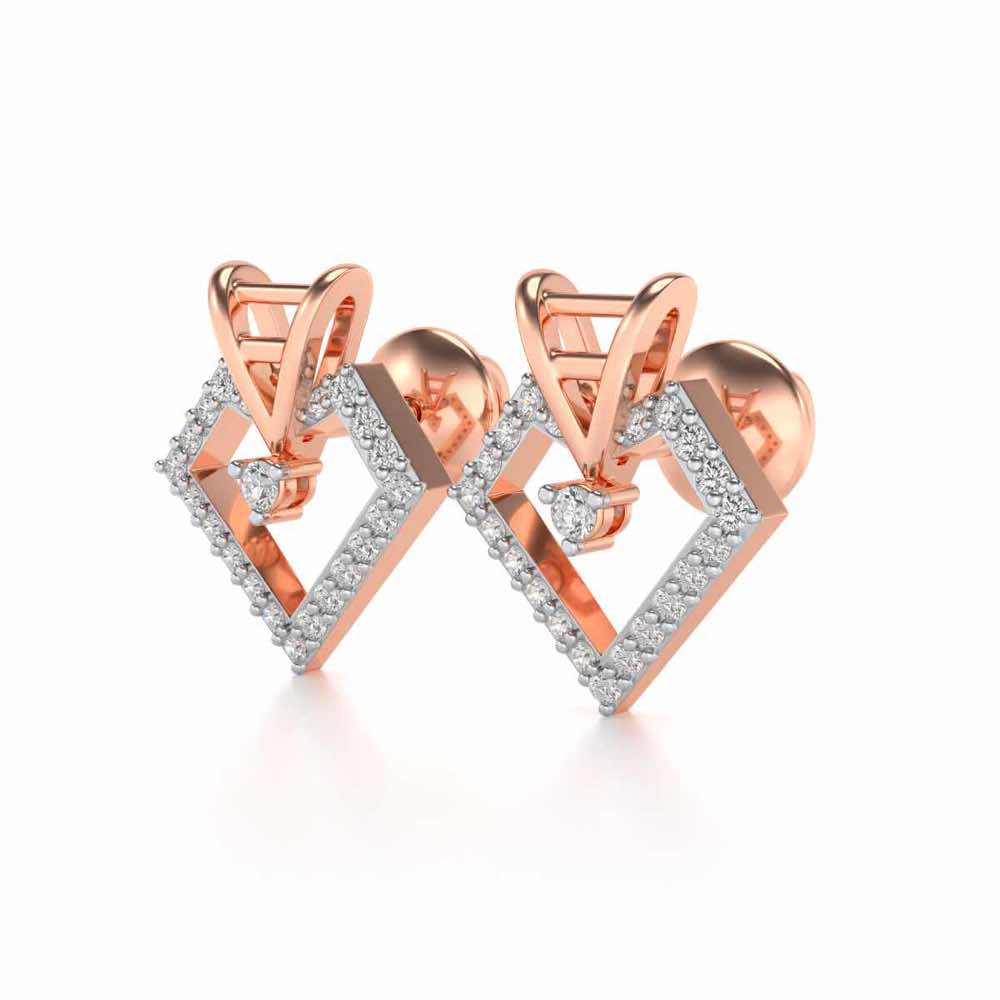 Acute Sheen Silver Earrings - Rose Gold - Image 3