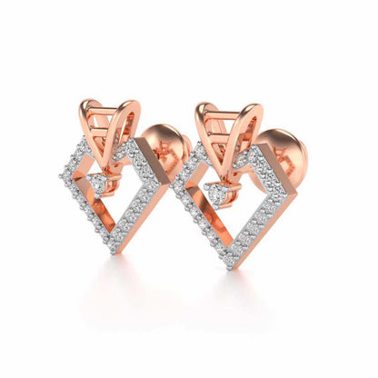 Acute Sheen Silver Earrings - Rose Gold - Image 3