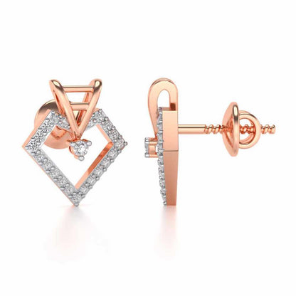 Acute Sheen Silver Earrings - Rose Gold - Image 4