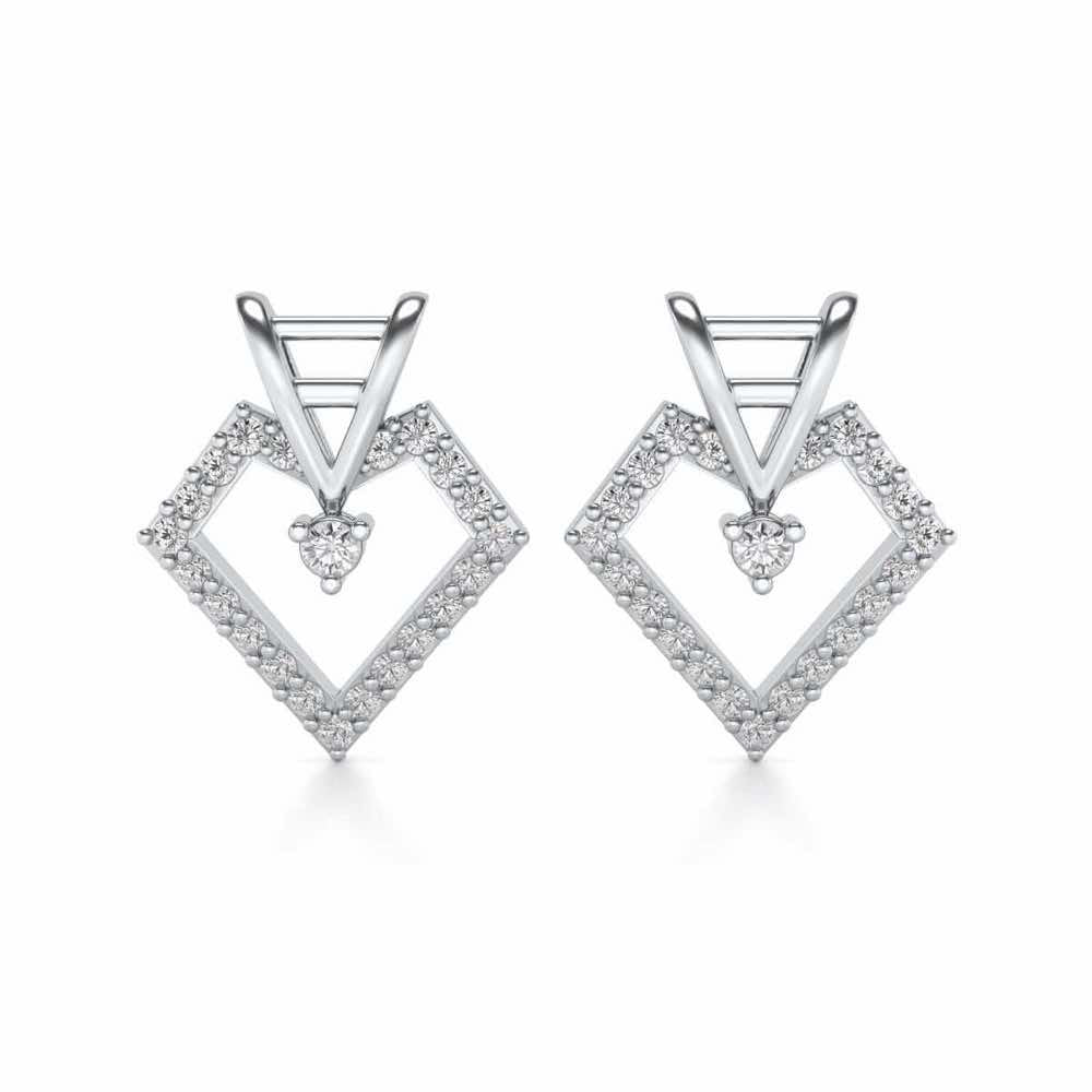 Acute Sheen Silver Earrings - White Gold - Image 1
