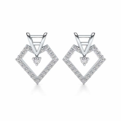 Acute Sheen Silver Earrings - White Gold - Image 1