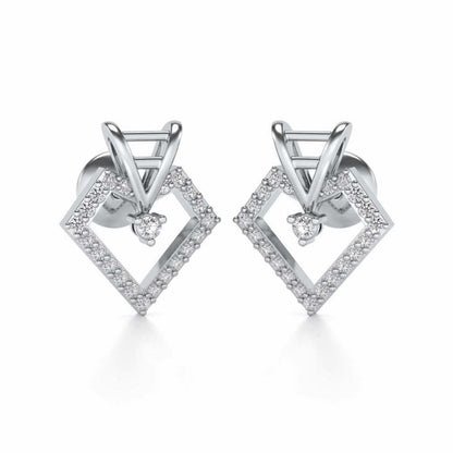 Acute Sheen Silver Earrings - White Gold - Image 2