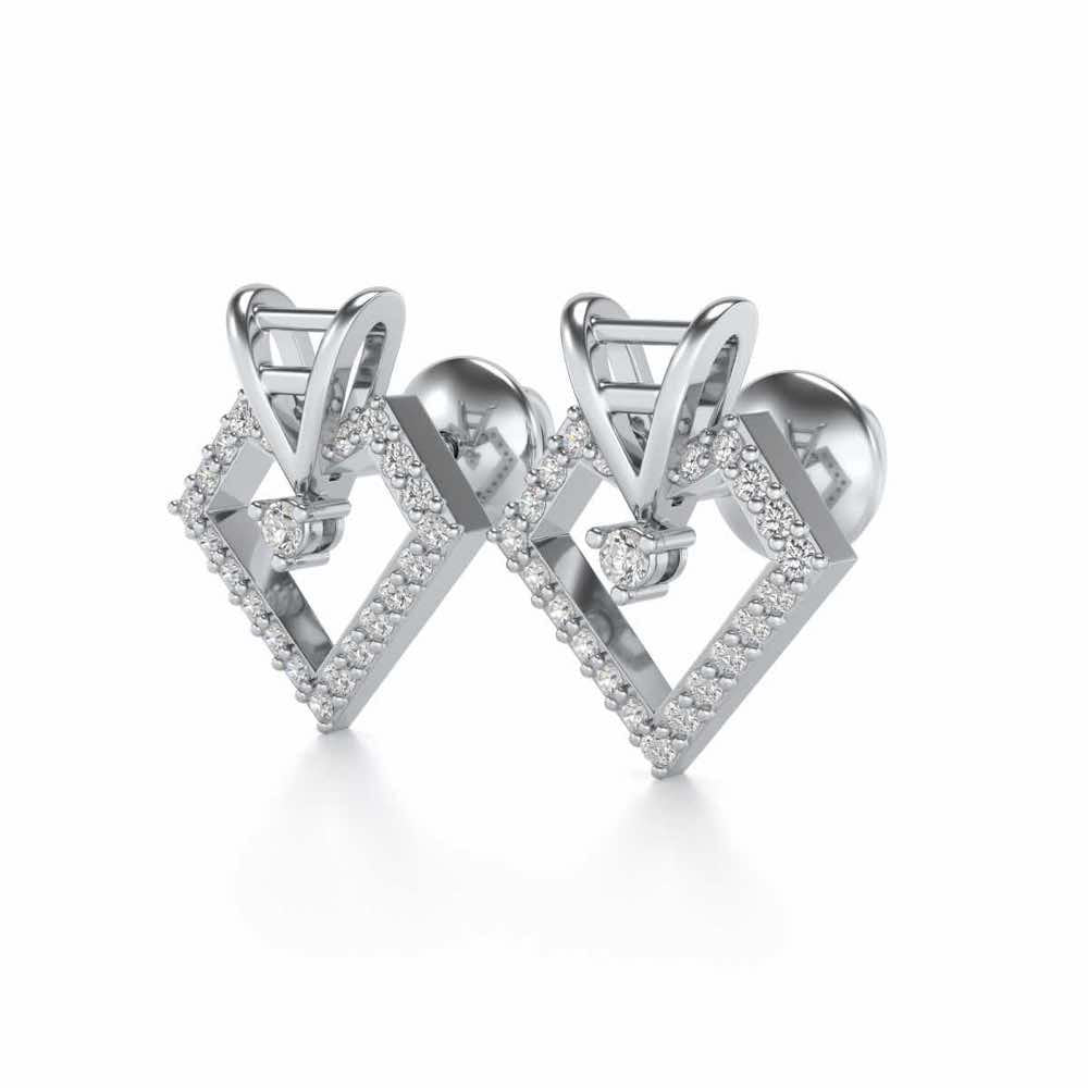 Acute Sheen Silver Earrings - White Gold - Image 3