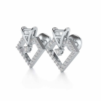 Acute Sheen Silver Earrings - White Gold - Image 3