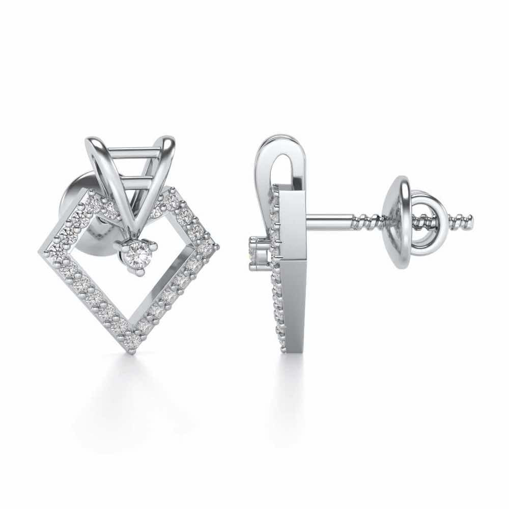 Acute Sheen Silver Earrings - White Gold - Image 4