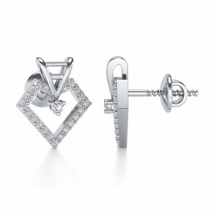 Acute Sheen Silver Earrings - White Gold - Image 4