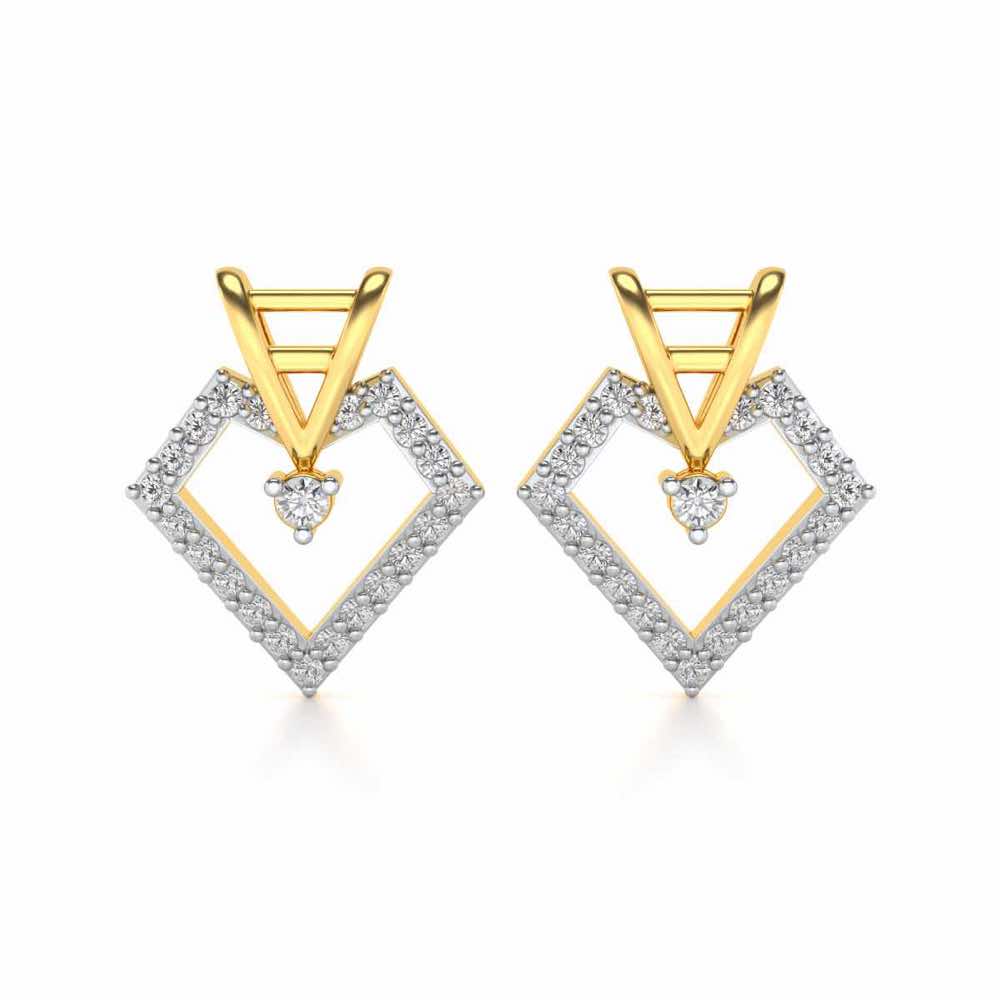 Acute Sheen Silver Earrings - Yellow Gold - Image 1